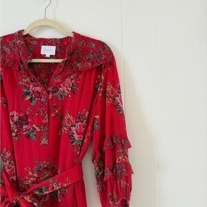 Sundays Red Floral Maxi Dress